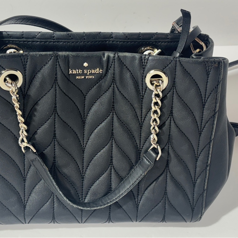 Kate Spade Black Quilted Shoulder Bag with Gold Accents